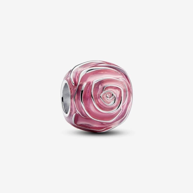 Pandora PANDORA Charm, Pink Rose in Bloom Charm, Pink Enamel