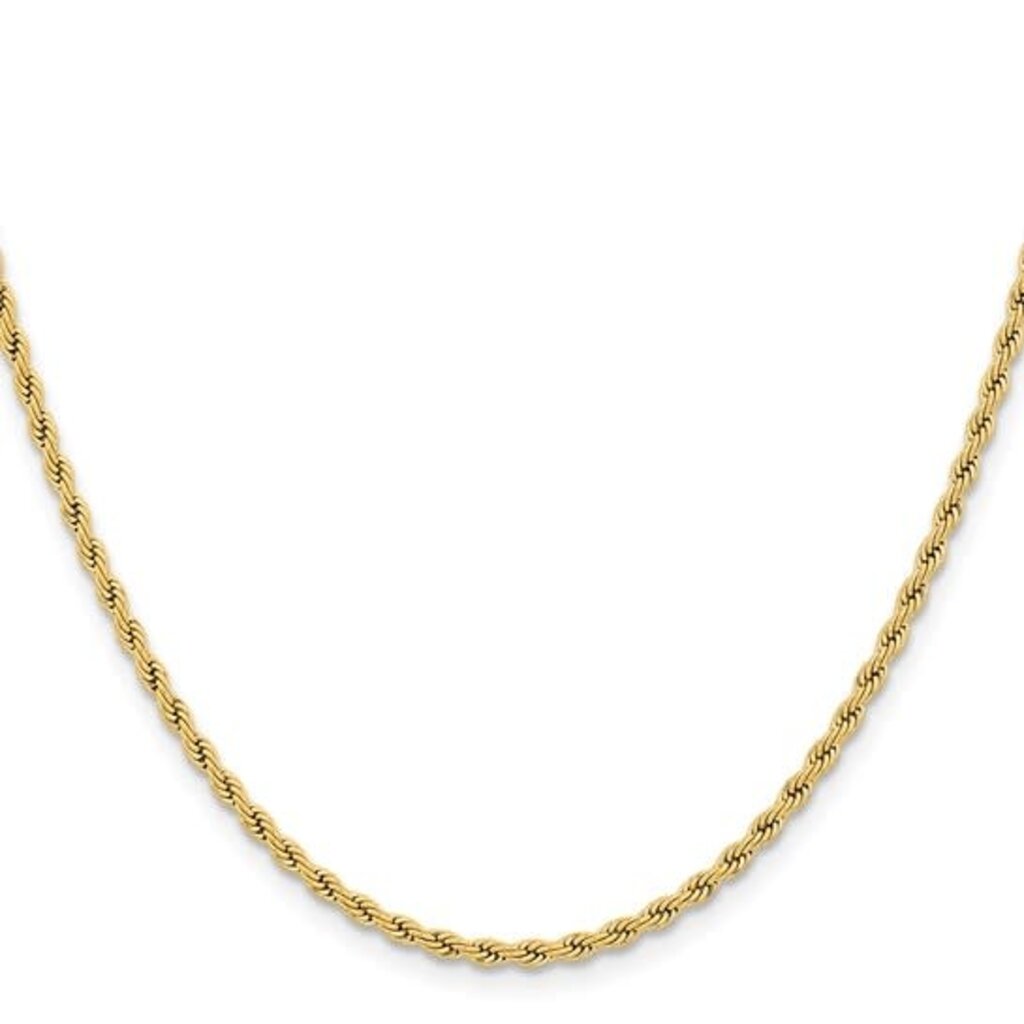 American Jewelry Chisel Stainless Steel Polished Yellow IP-plated 2.4mm 22 inch Rope Chain