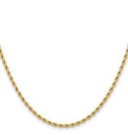 American Jewelry Stainless Steel Gold Plated 2.4mm Rope Chain (22")