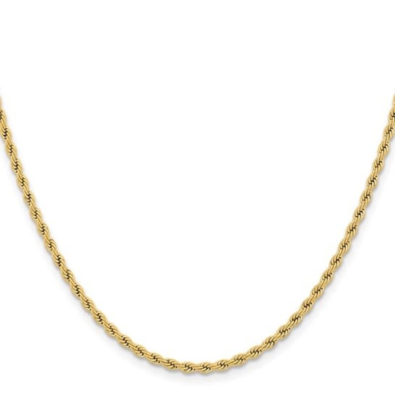 American Jewelry Stainless Steel Gold Plated 2.4mm Rope Chain (22")