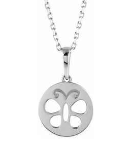 Sterling Silver Butterfly Disk Necklace (15")