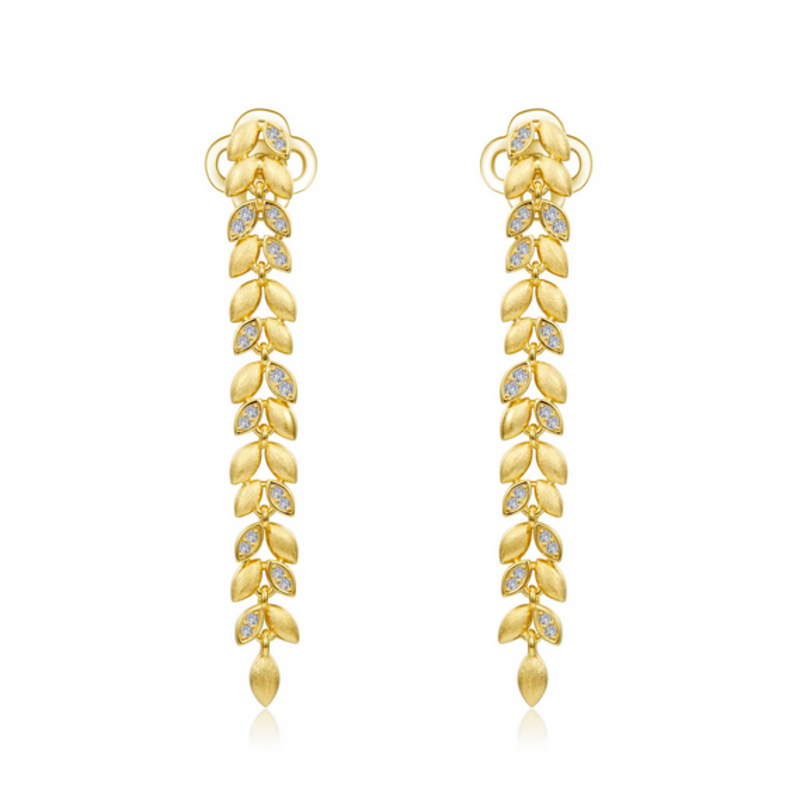 Lafonn Lafonn Sterling Silver Gold-Plated Cluster Leaves Earrings