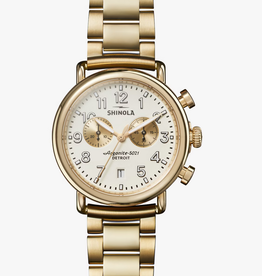 Shinola Shinola Runwell 2 Eye Chrono 41mm Watch Ivory Dial with Gold Band