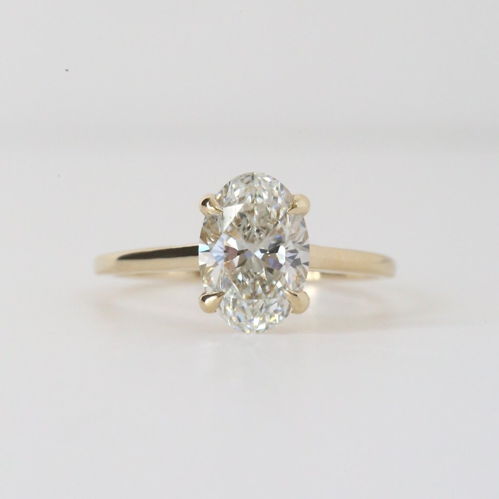 14k Yellow Gold 2ct H/VS2  Lab Oval Diamond Cathedral Solitaire Engagement Ring (Size 7)