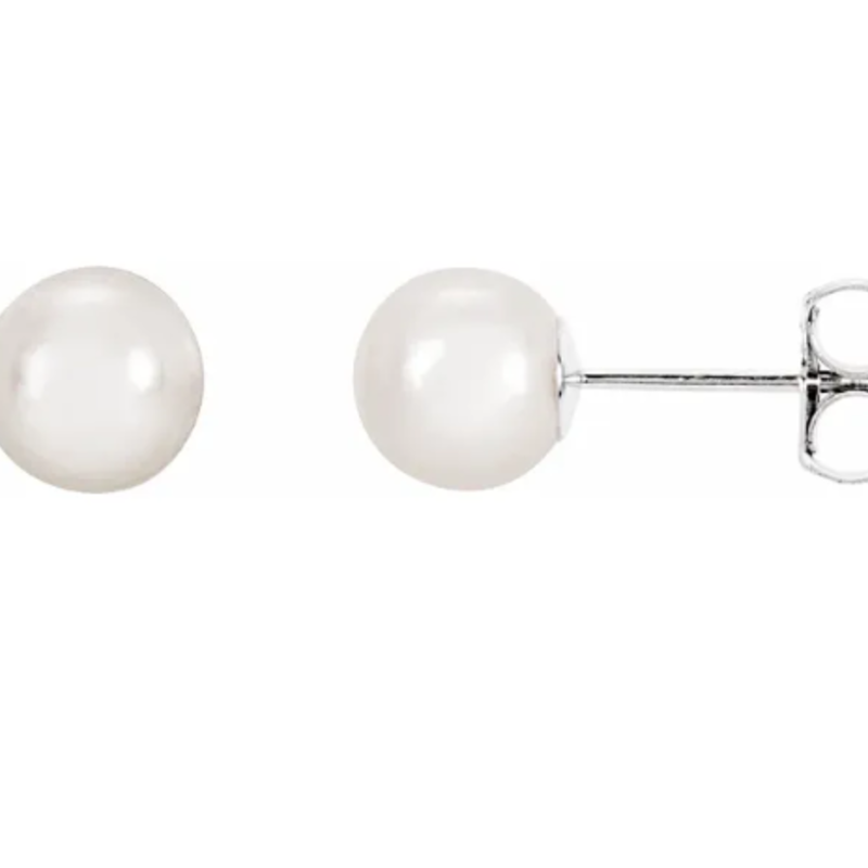 American Jewelry 14k White Gold 6-6.5mm Freshwater Pearl Stud Earrings