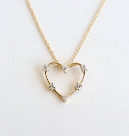 American Jewelry 14k Yellow Gold .28ctw Diamond Station Heart Necklace