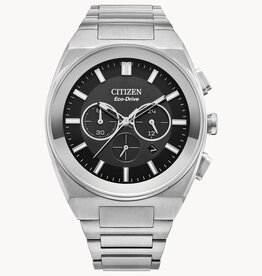 Citizen Citizen Eco Drive Mens Axiom SC Watch w/ Black Dial & Tapered Case