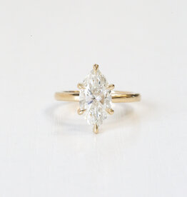 American Jewelry 14k Yellow Gold 2.17ct G/VS1 IGI Lab Grown Marquise Diamond 6 Prong Solitaire Engagement Ring (Size 5)