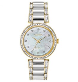 Citizen Citizen Eco-Drive Silhouette Crystal Two-Tone Ladies Watch with Mother of Pearl Dial