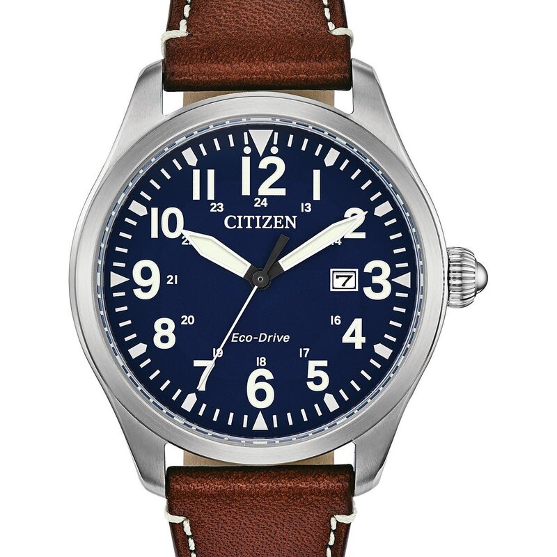 Citizen Citizen Eco-Drive Chandler Gents Watch with Blue Dial & Leather Strap