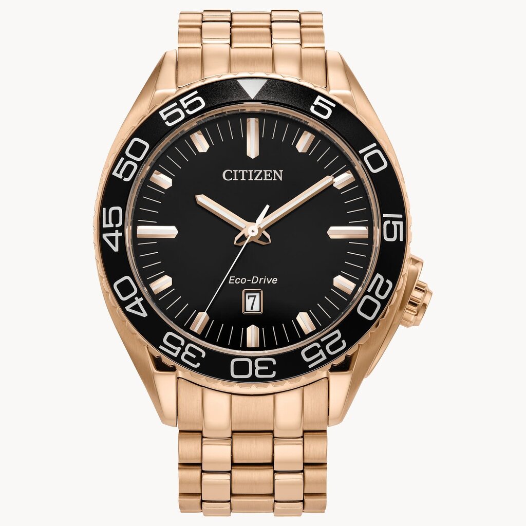 Citizen Citizen Eco Drive Mens Carson Watch w/ Black Dial & Gold Plated