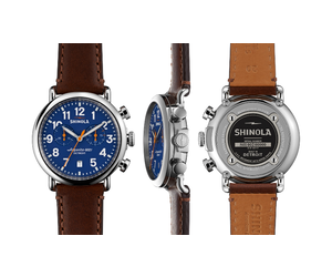 Shinola Runwell Chrono 47mm Blue Dial Dark Brown Leather Watch