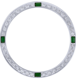 American Jewelry 18K White Gold Aftermaket .75ctw Diamond and Emerald Bezel