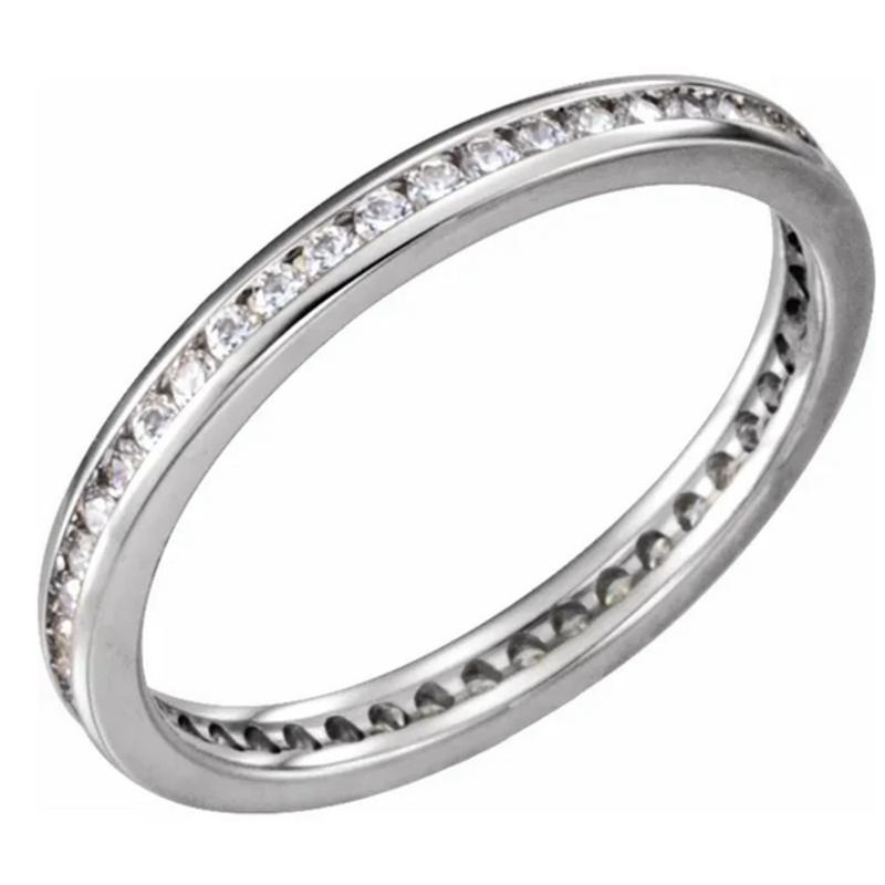 American Jewelry Platinum .25ctw Diamond Channel-Set Eternity Band Size 6.5