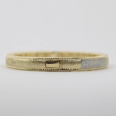 American Jewelry 14k Yellow Gold .87ctw Round Brilliant Diamond Ladies Bangle Bracelet