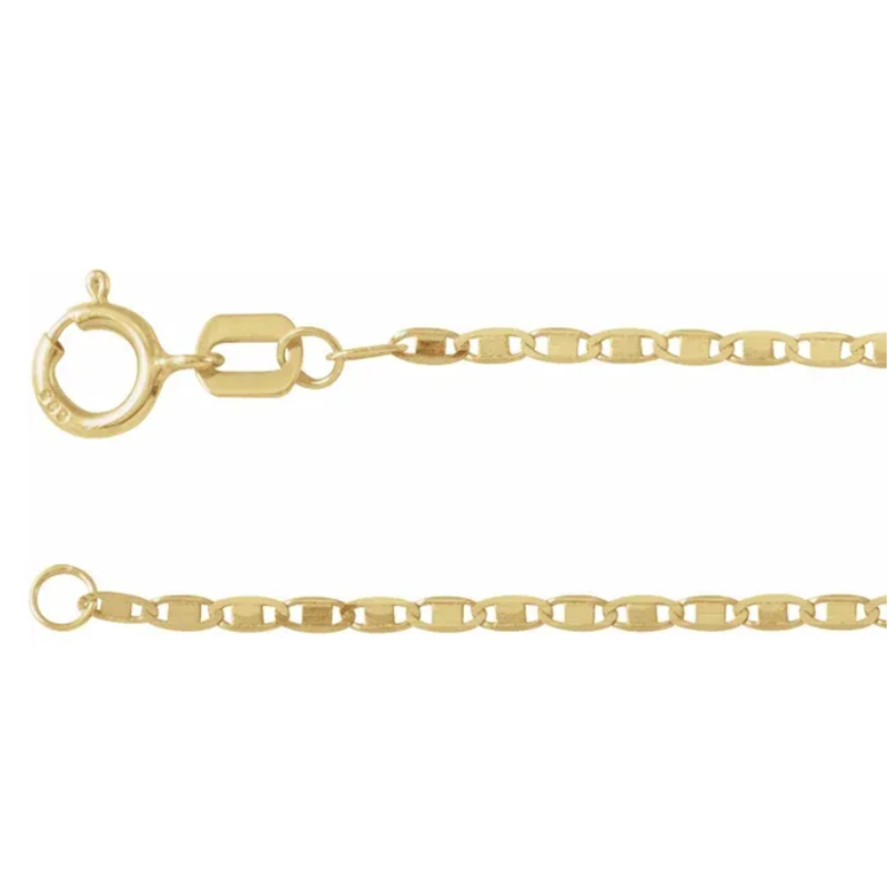 American Jewelry Gold Mirror Link Chain (1.3mm)