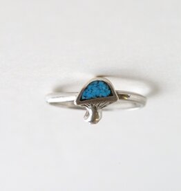 American Jewelry Sterling Silver Turquoise Mushroom Childs Ring Size 2