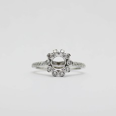 American Jewelry 14k White Gold 1/2ctw Round Brilliant Diamond Halo Semi Mount Engagement Ring (Size 7)