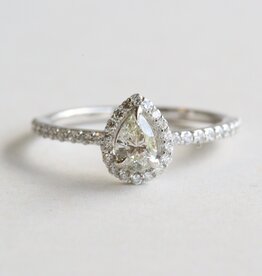 American Jewelry 14k White Gold .80ctw (.40 I/SI1 Ctr) Diamond Pear Halo Engagement Ring (Size 7)