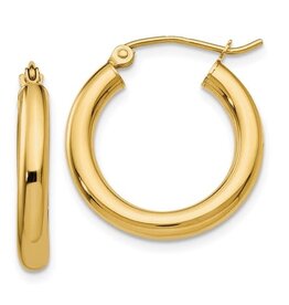 American Jewelry 14k Yellow Gold Polished 3mm Tube Hoop Earrings