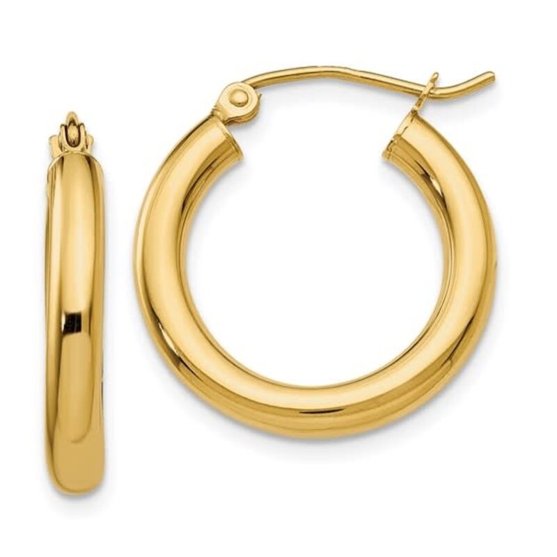 American Jewelry 14k Yellow Gold Polished 3mm Tube Hoop Earrings