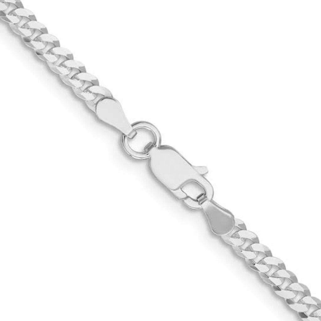 American Jewelry Sterling Silver Rhodium-plated 3.15mm Flat Curb Chain (24")
