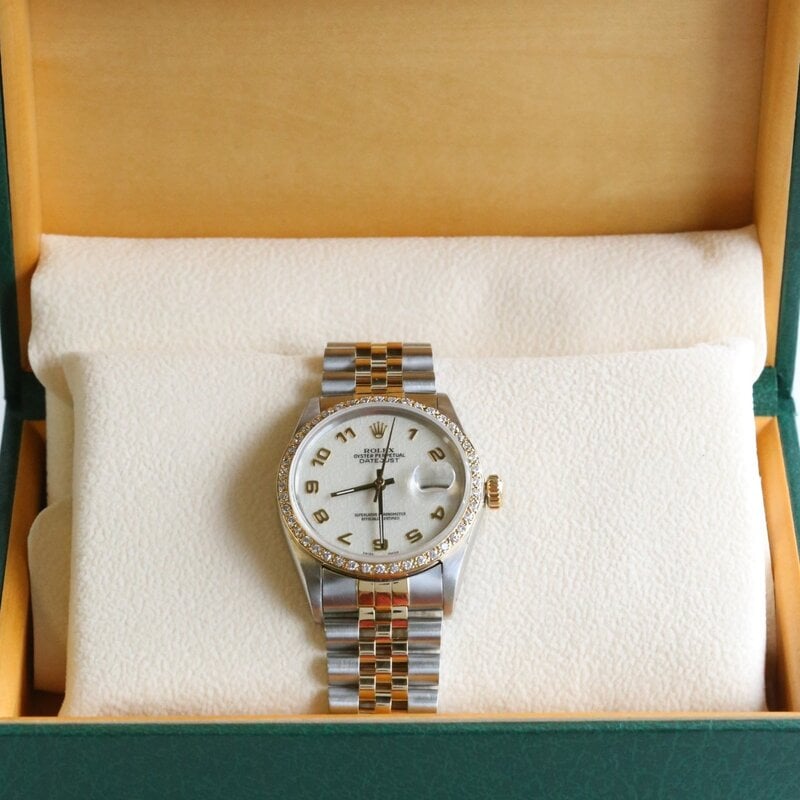 Rolex Preowned Rolex 36mm Datejust Oyster Steel and 18K Yellow Gold w/ Ivory Dial and Jubilee Band