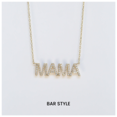 American Jewelry Mama Block Gold/Diamond Necklace