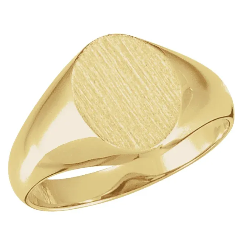 14k Yellow Gold 10x8mm Engravable Ladies Oval Signet Ring (Size 6)