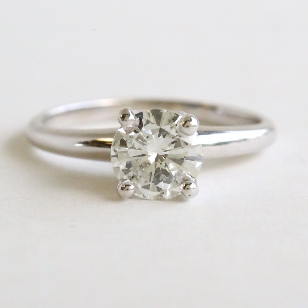 American Jewelry 14k White Gold .94ct J-K/I1 Round Diamond Solitaire Engagement Ring