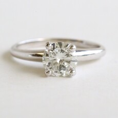 American Jewelry 14k White Gold .94ct J-K/I1 Round Diamond Solitaire Engagement Ring