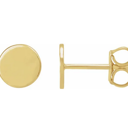 American Jewelry 14k Yelow Gold Engravable Disc Stud Earrings