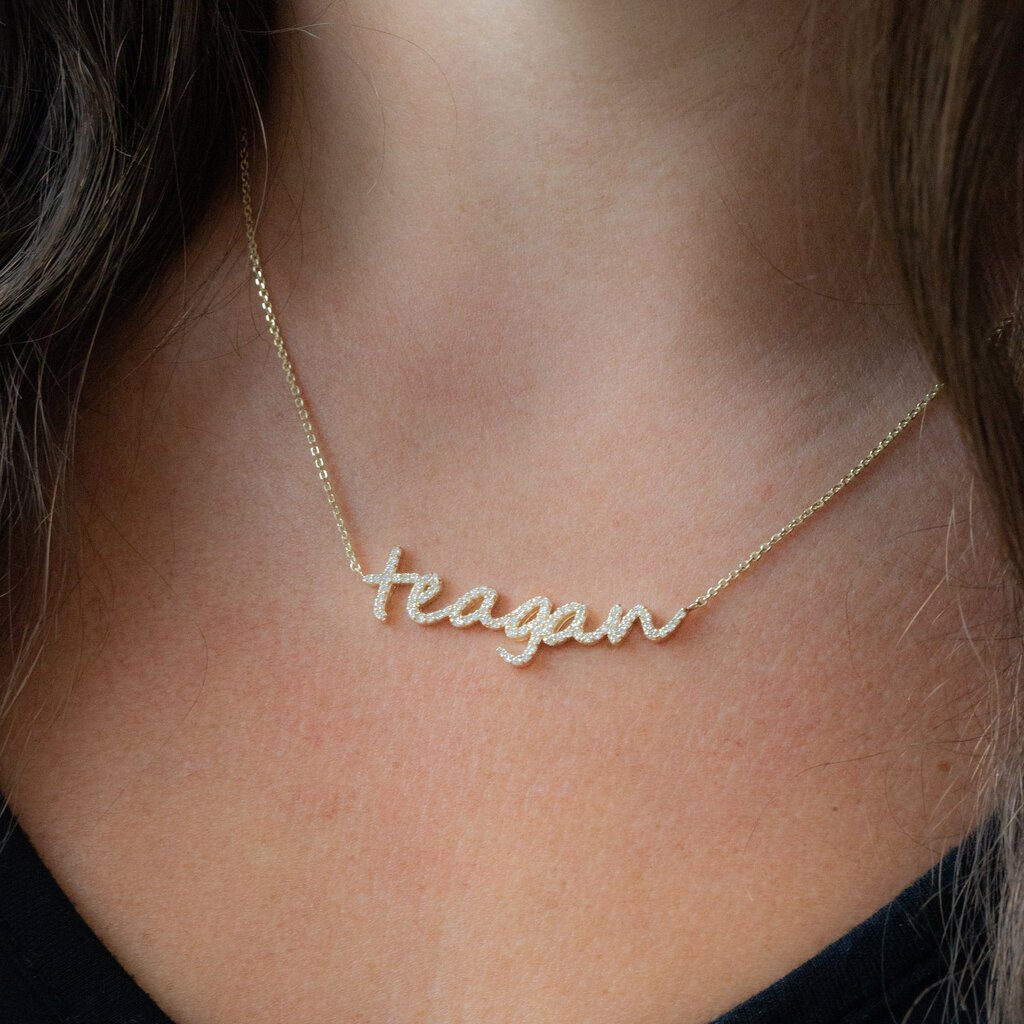 American Jewelry Custom Diamond Single Name Necklace