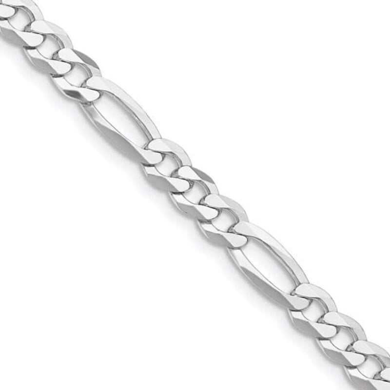 American Jewelry Sterling Silver Rhodium-plated 5.5mm Lightweight Flat Figaro Chain (22")