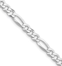 American Jewelry Mens Sterling Silver Rhodium-plated 5.5mm Lightweight Flat Figaro Chain Bracelet (8"")
