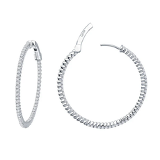 Lafonn Lafonn Sterling Silver 1.77ctw 35mm Hinged Hoop Earrings