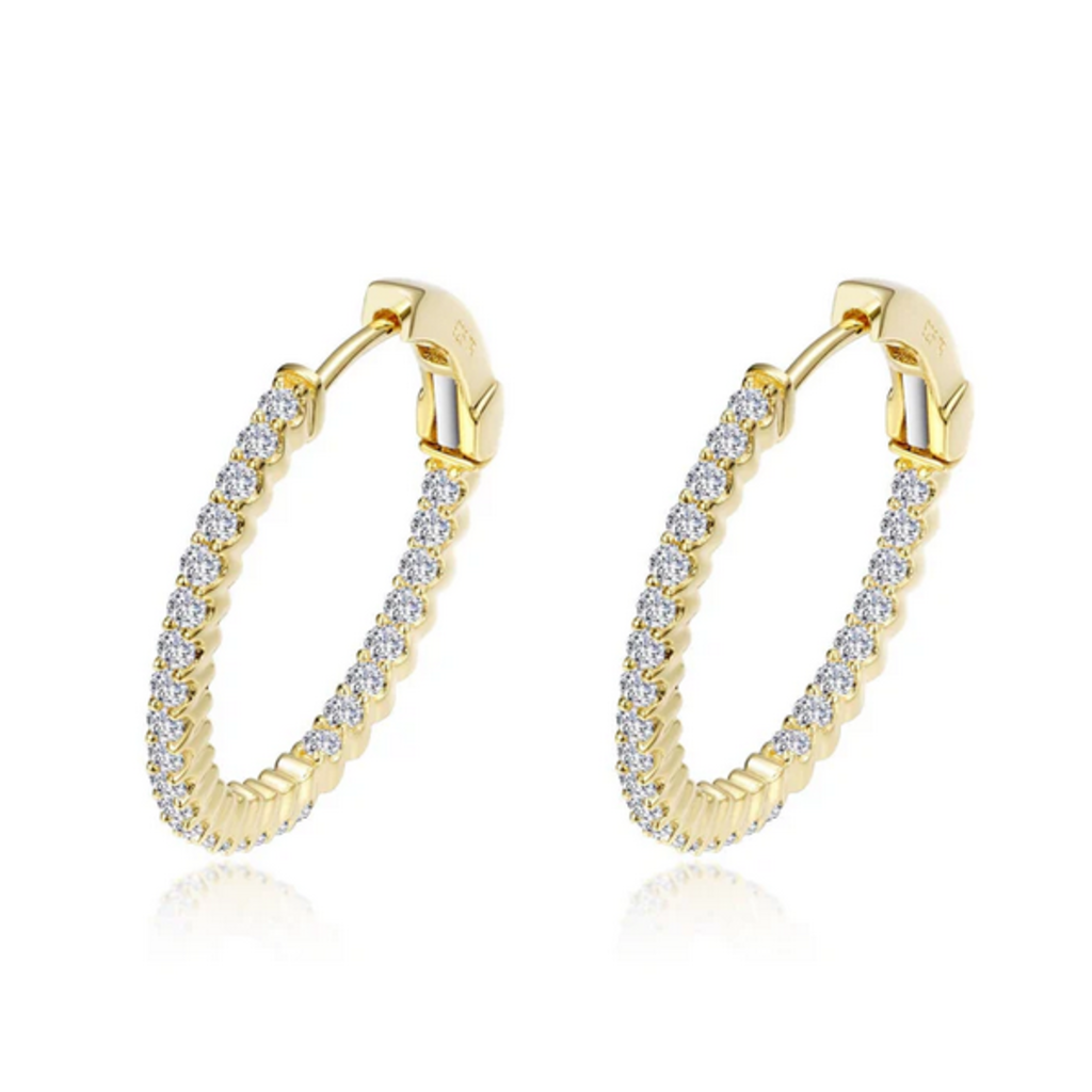 Lafonn Lafonn Sterling Silver Gold Plated 1.08ctw 20mm Hinged Hoop Earrings