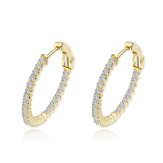 Lafonn Lafonn 1.08cttw 20mm Gold Hinged Hoop Earrings