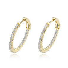 Lafonn Lafonn Sterling Silver Gold Plated 1.08ctw 20mm Hinged Hoop Earrings
