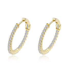 Lafonn Lafonn Sterling Silver Gold Plated 1.08ctw 20mm Hinged Hoop Earrings