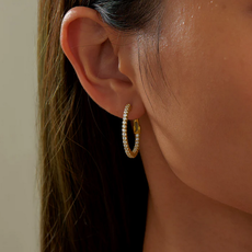 Lafonn Lafonn Sterling Silver Gold Plated 1.08ctw 20mm Hinged Hoop Earrings