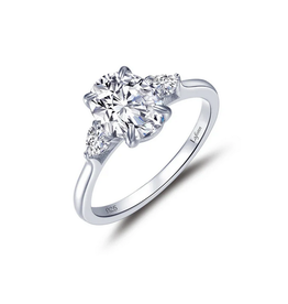 Lafonn Lafonn 2.26cttw 3-Stone Oval Pear Solitaire Engagement Ring (Size 6)