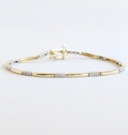 American Jewelry ESTATE 14k White & Yellow Gold .45ctw Round Diamond Station Link Bracelet