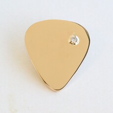 American Jewelry 14k Yelow Gold .05ct Bezel Diamond Accent Guitar Pick Slider Pendant (CHAIN NOT INCLUDED)