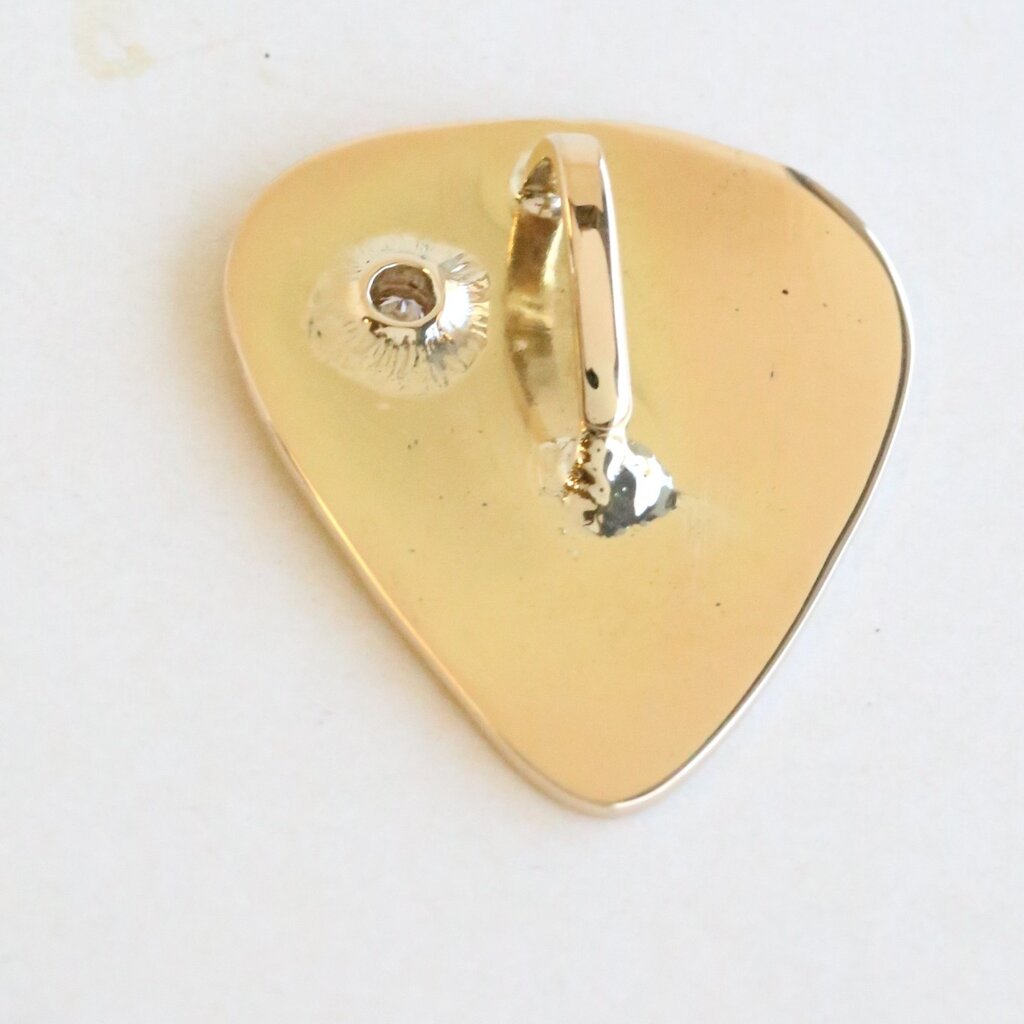 American Jewelry 14k Yelow Gold .05ct Bezel Diamond Accent Guitar Pick Slider Pendant (CHAIN NOT INCLUDED)