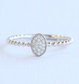 American Jewelry 14k White Gold .10ctw Diamond Pave Beaded Ring (Size 7)