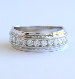 American Jewelry 14k White Gold .90cw Round Diamond Channel Band w/ Milgrain & Beveling