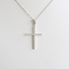 American Jewelry 14k White Gold .18ctw Diamond Cross Necklace