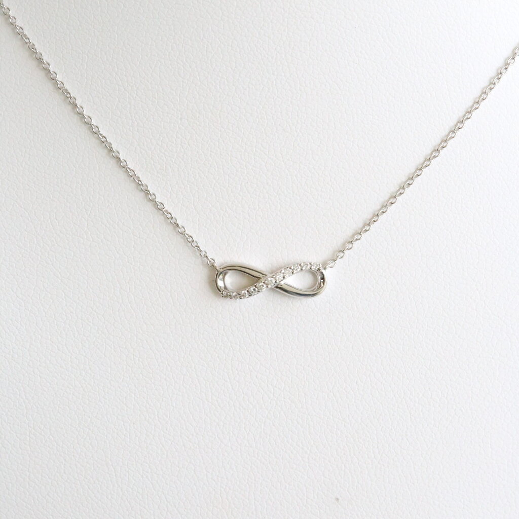American Jewelry 14k White Gold .06ctw Diamond Accent Infinity Necklace