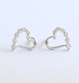 American Jewelry 14k White Gold .25ctw Diamond Open Heart Stud Earrings